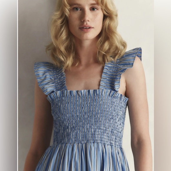 NWT Quince organic cotton smocked midi dress - Picture 2 of 8